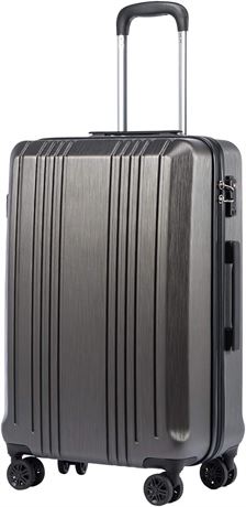 Coolife Luggage Suitcase PC+ABS with TSA Lock Spinner (Grey, S(20in)_Carry on)