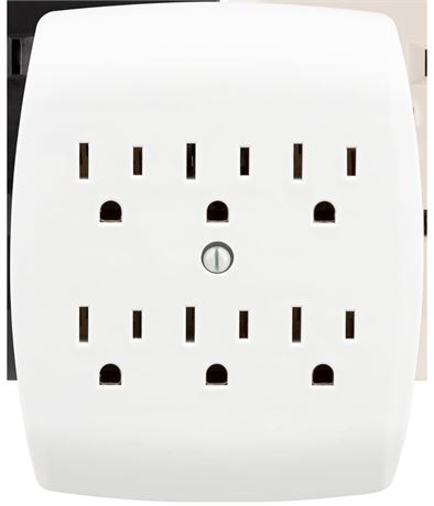 2 PACK - GE 6-Outlet Extender Wall Tap, Grounded Adapter, Charging Station, 3-Pr