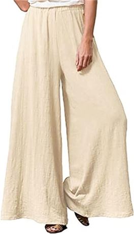 SIZE: 2XL Hisanny Womens Linen Pants High Elastic Waist W...