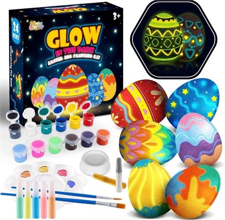 SpringFlower Glow in The Dark Easter White Eggs Painting Kit,Paintable Hanging F