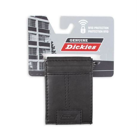 One size - Genuine Dickies Men's Wide Magnetic Front Pocket Wallet w/ Patch, Bla