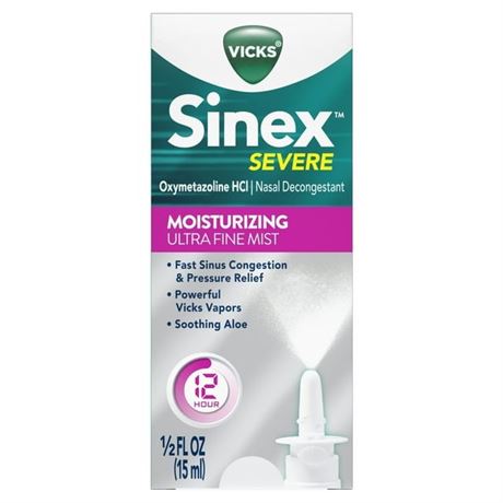 2 Pack, Vicks Sinex Severe Moisturizing Ultra Fine Nasal Mist, over-the-Counter