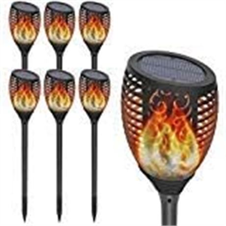 6 Pack - Solar Torch Lights, OxyLED LED Solar Path Light with Flickering Flame,