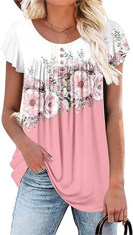 XL, BETTE BOUTIK Women's Summer Tunic Tops Flowy Flare Botton Down Shirts Blouse