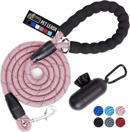 Gorilla Grip Heavy Duty Dog Leash, Soft Handle, Strong Reflective Rope for Night