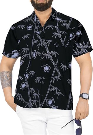 M, LA LEELA Men's Solid Button-Down Hawaiian Casual Shirts