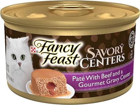 Purina Fancy Feast Savory Centers Pate Adult Wet Cat Food with Beef Pack of 24