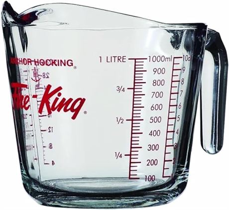 Anchor Hocking 77897 Fire-King Measuring Cup, Glass, 4-Cup