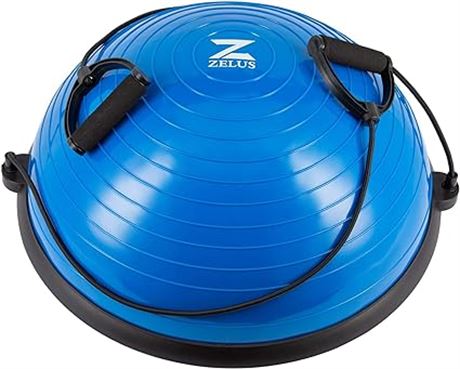 23 Inch - ZELUS Half Exercise Ball Stability Balance Board with Resistance Bands