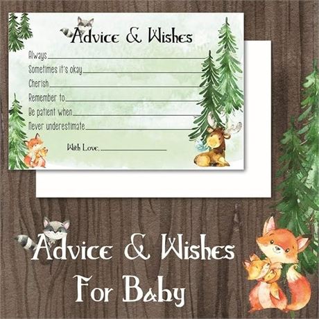 Woodland Creatures Baby Shower Games - 50 Advice Cards for Mommy
