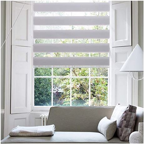 27" W X 59" HKELIXU Zebra Blinds for Windows Corded Roller Shades, Dual Layer Sh