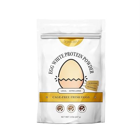 Orgnisulmte Egg White Protein Powder 8 Oz, Pasteurized Dried Egg Whites Protein,