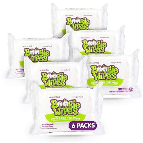 Baby Wipes Unscented by Boogie Wipes - Count-30 Count (Pack of 6)