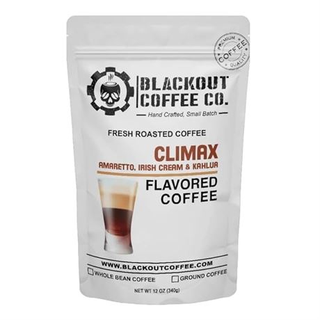 Blackout Coffee Climax Amaretto, Irish Cream & Kahlua Flavored Ground Coffee