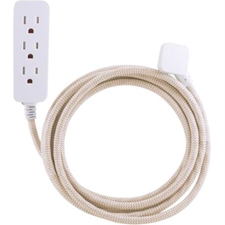 Cordinate Designer 3-Outlet Power Bar with Surge Protection, 10 Ft Braided Exten