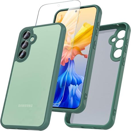 Case for Samsung Galaxy A14 5G/4G with Screen Protector, Green