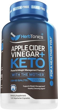 Herbtonics Apple Cider Vinegar Capsules Plus Keto BHB | Fat Burner & Weight Loss