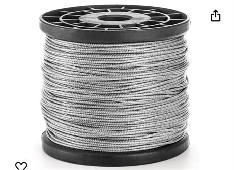Yarlung 1/16Inch x 500Feet Wire Rope Cable, Stainless Steel Braided Wire Strande