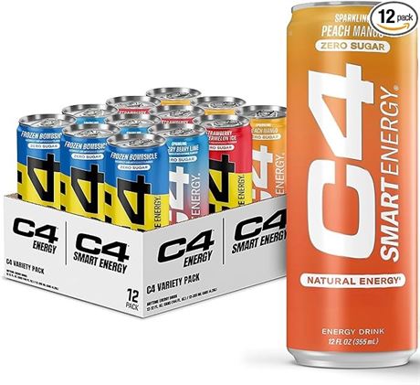 C4 Energy & Smart Energy Drinks Variety Pack, Sugar Free Pre Workout Performance