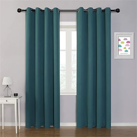MYSKY HOME Blackout Curtains for Sliding Door  ,52 x 95 Inch, Emerald Green