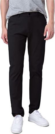 34x30 Plaid&Plain Men's Slim Fit Tapered Chino Khaki Pants Black