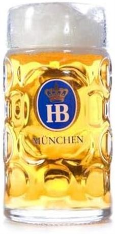 2 PACK, 1 Liter HB "Hofbrauhaus Munchen" Dimpled Glass Beer Stein