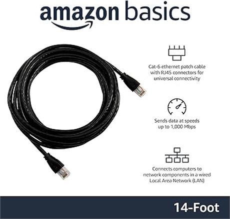 1 PCK, 14 Foot (4.3 Meters) - Amazon Basics RJ45 Cat-6 Ethernet Patch Internet C