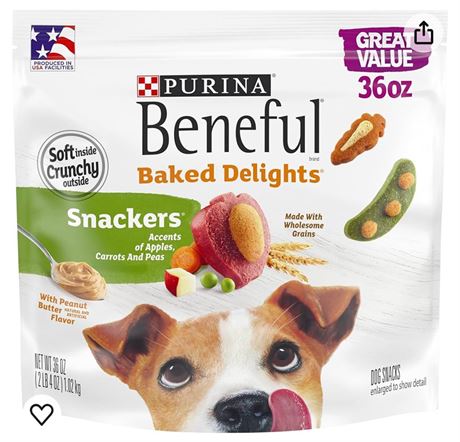 Purina Beneful Made in USA Facilities Dog Training Treats, Baked Delights Snacke