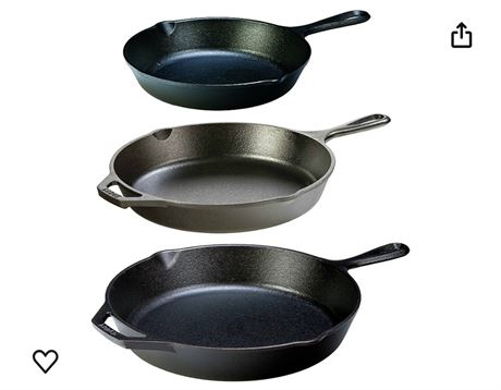 Lodge Seasoned Cast Iron 3 Skillet Bundle. 12 inches and 10.25 inches with 8 inc