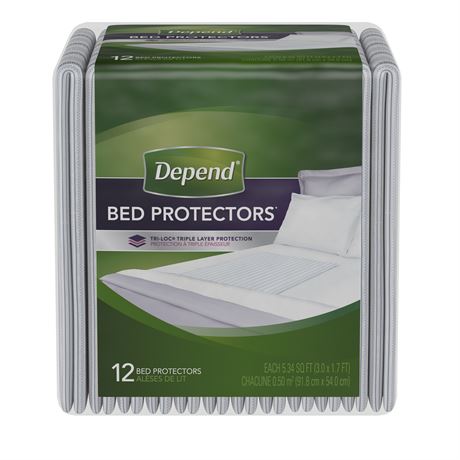 Depend Underpads/Disposable Incontinence Bed Pads for Adults Kids and Pets 12Ct