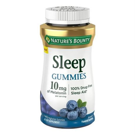 140 Count - Nature’s Bounty Melatonin Sleep Aid, 10 mg Gummies, Blueberry