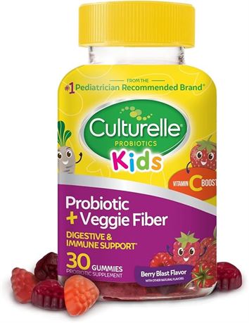 Culturelle Daily Probiotic for Kids + Veggie Fiber Gummies (Ages 3+) - 30 Count