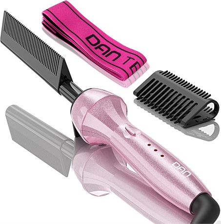 Dan Technology 500℉ High Heat hot Comb Hair Straightener,Dual Voltage Pink hot C
