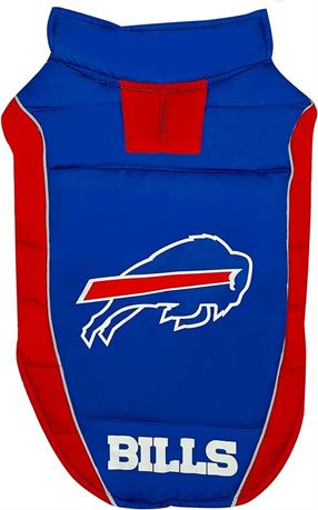 MEDIUM- NFL Buffalo Bills Puffer Vest for Dogs & Cats. Licensed, Cozy, Waterproo
