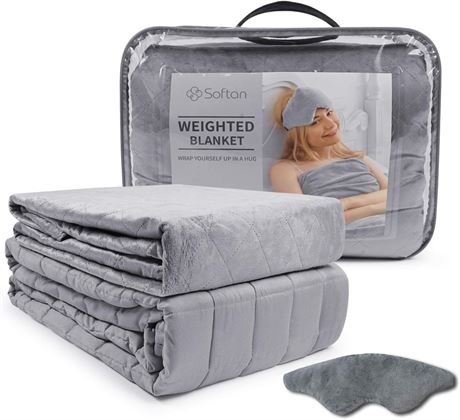 Weighted Blanket Sleep Set（60''x80'' 15Lbs）– Removable Cover, Weighted Sleep Mas