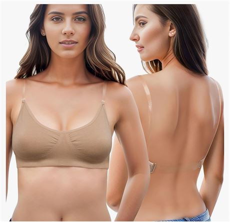 Sexy Code 1701 Clear Back Bra Wirelesss Backles Bras with Clear Strap Cotton Dan