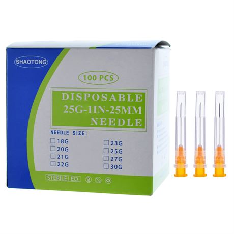 Disposable sterile Injection Needle - 100Pack (25G-1In-25mm)