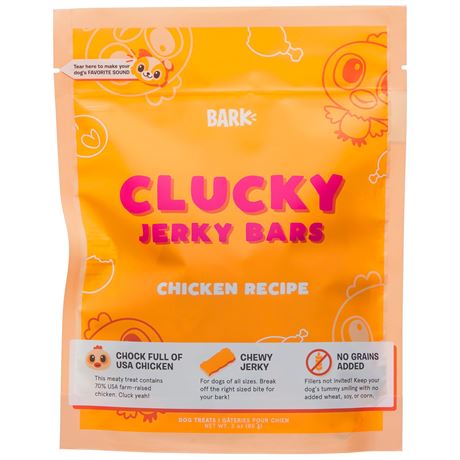 Bark Clucky Jerky Bars Chicken Recipe 3 oz Exp. 09/29/2024