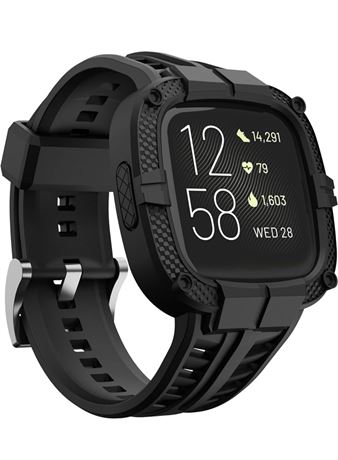 GELISHI Compatible for Fitbit Versa 2 Bands All Round Protective Case Rugged Spo