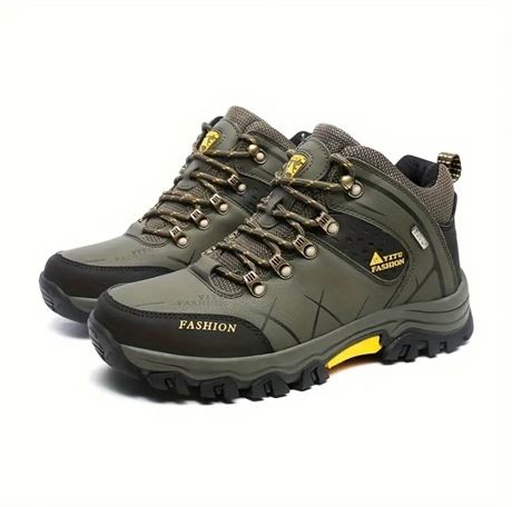 Men's High Top Hiking Shoes, Comfy Non Slip Durable Lace Up Sneakers For Men's