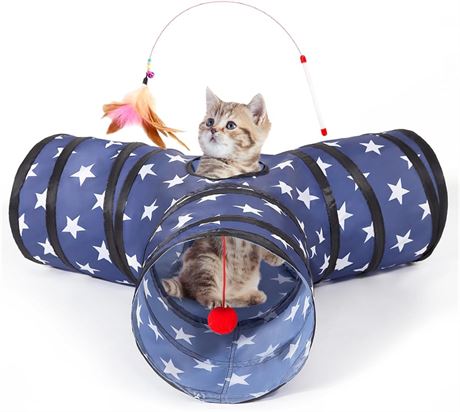Pet Cat Tunnel Tube Cat Toys 3 Way Collapsible
