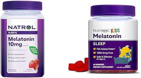 Natrol Melatonin 10mg, Dietary Supplement for Restful Sleep, 140 Strawberry-Flav