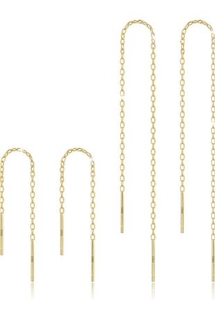 Sterling Silver Threader Chain Earrings Dangle,Gold/White Gold Plated