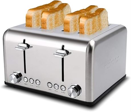 Toaster 4 Slice, CUSIMAX Stainless Steel Toaster, Bread Toasters 4 Extra Wide Sl