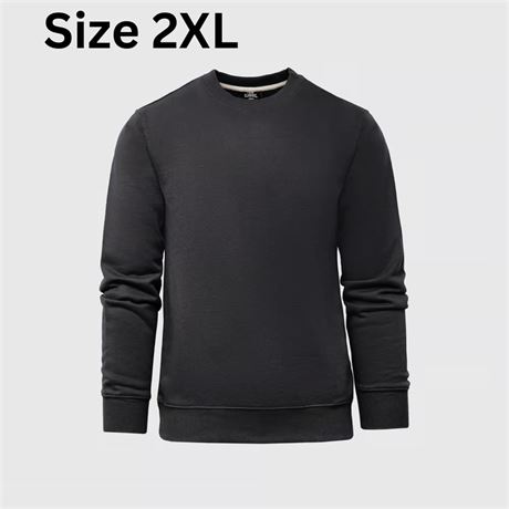 Size 2XL, Carbon Fleece French Terry Pullover Crew Neck Sweatshirt