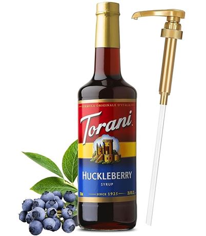 Torani Huckleberry Syrup with Little Squirt Syrup Pump, 750ml 25.4 Ounces
