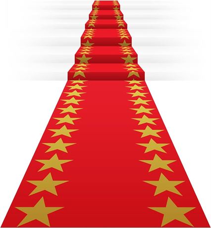 Plastic Red Carpet Runner for Party Red Carpet Roll with Gold Star Aisle