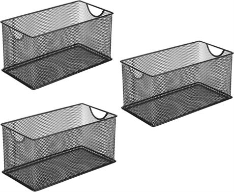 GOLDORCLE Set of 3 Household Wire Mesh Metal Steel Storage Basket Organizer CD S