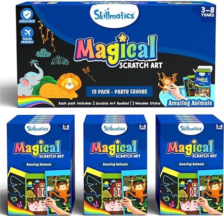 Skillmatics Party Favors (Pack of 15) - Magical Scratch Art Set for Kids