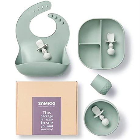 SAMiGO Baby Led Weaning Supplies - Silicone Baby Feeding Set - Suction Bowl Divi